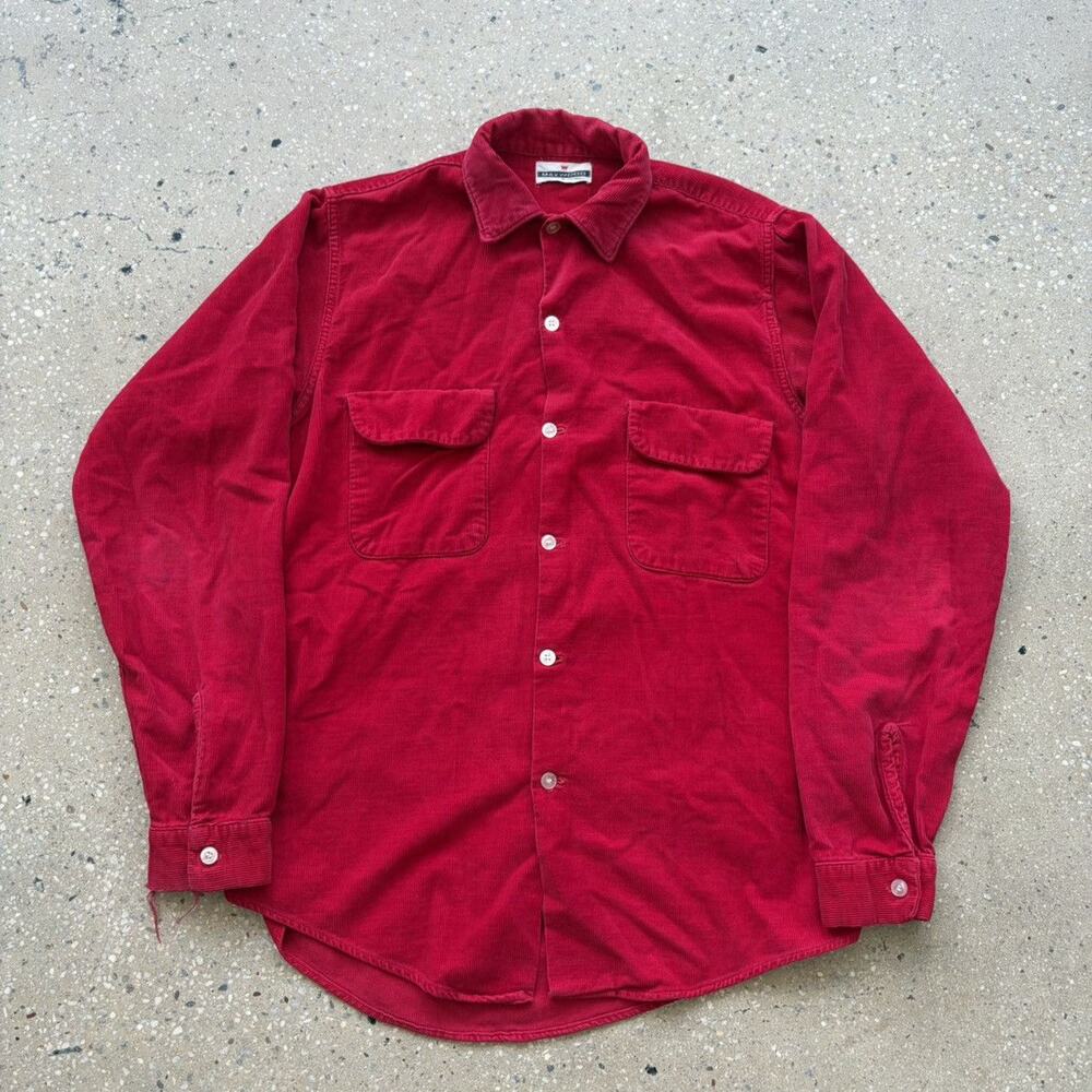 Vintage 60s Maywood Red Flap Pocket Corduroy Shirt